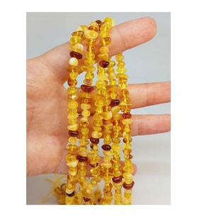 Bileklik Boy Kehribar Amorf Şekilsiz Parçalar Yarım Dizi (49220) (18CM UZUNLUĞUNDADIR)