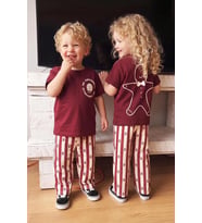 Miniğimin Cicileri Mr. Gingerbread Baskılı Çizgili Unisex Çocuk Takım - Bordo