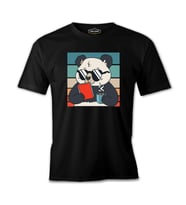 Panda with Sunglasses Reading a Book Siyah Erkek Tshirt