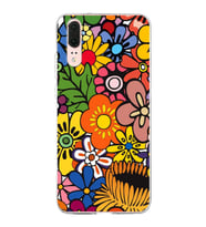 PrintiFy Huawei P20 ile Uyumlu 1mm Slim Fit Retro Renkler 2 Baskılı Şeffaf  Kılıf