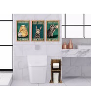 BK Home Doğal Masif Ahşap Tuvalet Kağıtlığı ve Dekoratif 3’lü Retro Ahşap Tablo-6 (Beyaz)