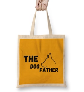 The Dogfather Funny, Cute Dog Father Dad Owner Pet Doggo Pup Fun Humor Bez Çanta Uzun Saplı