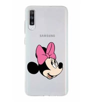 Samsung Galaxy A70s   Kapak Minnie Mouse Tasarımlı Şeffaf Silikon Kılıf