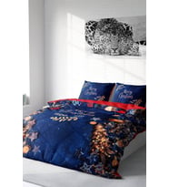 Yılbaşı Çift Kişilik Nevresim ( Lastikli Çarşaflı ) %100 Pamuk Saten Blue