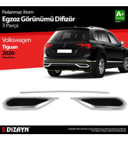 Drs Tuning Tiguan Uyumlu Krom Egzoz Görünümü Difüzör 3 Parça 2020 Üzeri A+Kalite