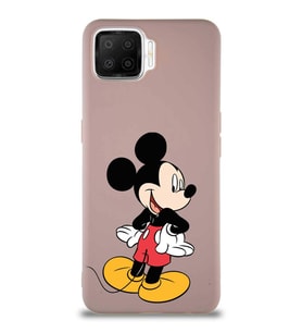 Oppo A73 Soft Premier Kapak Mickey Mouse-D Tasarımlı Silikon Kılıf - Pudra (Şeffaf)