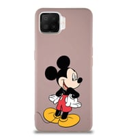 Oppo A73 Soft Premier Kapak Mickey Mouse-D Tasarımlı Silikon Kılıf - Pudra (Şeffaf)