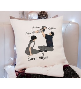 Canım Ailem Tasarımlı Yastık Kişiye Özel