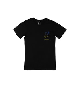 Slava Ukraini Logo Cep Logo Tasarımlı Siyah Tişört