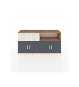 Kronos Konsol 4 Raflı 4 Çekmeceli 4 Kapaklı 176x59x99 Çam-Antrasit/Aytaşı