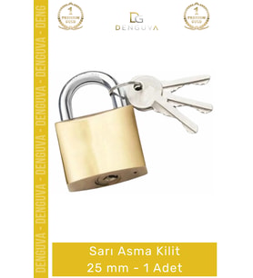 #AsmaKilit Profesyonel Paslanmaz Pirinç Gövde Güçlendirilmiş Çelik Halka Sarı Asma Kilit 25 mm - 1 A