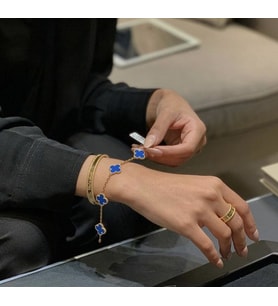 Kadın 5'li Mavi Renk Van Cleef Model Altın Kaplama Paslanmaz Çelik Bileklik