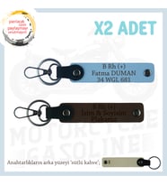 Motorcu Dostlara, İsim Plaka, B Rh (+) Kan Grubu Yazılı Güvenli Sürüş x2 Anahtarlık, K Kahve-Mavi-SK