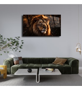 Leylaser Aslan Cam Tablo Duvar Dekoru 2