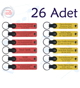 Nar Çiçeği & Sarı, 26’lı Set, İsim Yazılabilen Deri Anahtarlık, Yılbaşı Kutlamalarına Özel Sürpriz