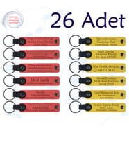 Nar Çiçeği & Sarı, 26’lı Set, İsim Yazılabilen Deri Anahtarlık, Yılbaşı Kutlamalarına Özel Sürpriz