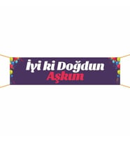 Doğum Günü Pankartı (Aşkım) -2 75x300 cm (Çok Renkli)