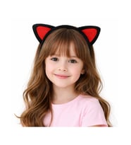 Peluş Kedi Kulak Taç Kırmızı Siyah – Çocuk Parti &amp;amp;amp; Kostüm Tacı (5343)