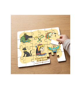 Antik Mısır Sembolleri Tasarımlı 24 Parça Ahşap Çocuk Puzzle MPK0680