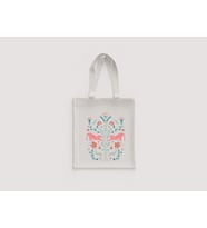 Simetrik Çiçek Folk Art Aynalı Desenli Kadın Omuz Çantası Hediyelik Ham Bez Çanta