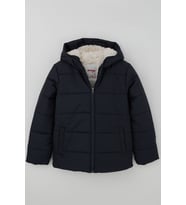 Kabancı Kız Çocuk Mont İç Kısmı Peluş Kapüşonlu Fermuarlı 6-9 Yaş , Lacivert