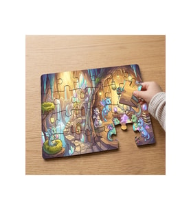Mağaradaki Sevimli Ejderhalar Tasarımlı 24 Parça Ahşap Çocuk Puzzle