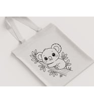 Sevimli Koala Desenli Dal Yaprak Çocuk Omuz Çantası Hediyelik Boyanabilir Ham Bez Çanta