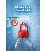 20 Adet Suya Dayanıklı Şeffaf Vidalı Yapışkanlı Askı