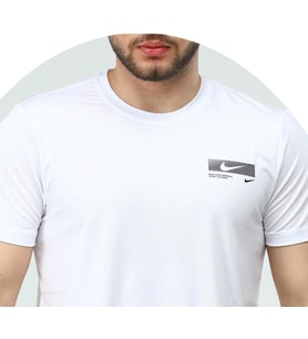 Nike EF-4226 Erkek Polyester Mesh Battal Beden T-Shirt (Beyaz)