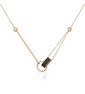 Gümüş Rose İç İçe Geçmiş Halka Kolye SL5924