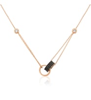 Gümüş Rose İç İçe Geçmiş Halka Kolye SL5924