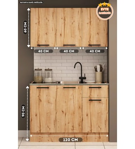 120 Cm Şila Evyeli Mini Mutfak Dolabı
