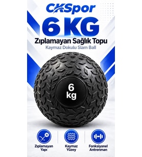CKSpor 6 Kg Zıplamayan Sağlık Topu Slam Ball Crossfit Fitness Fonksiyonel Antrenman Ağırlık Topu