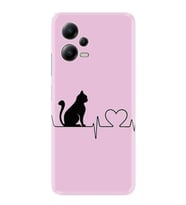 Xiaomi Poco X5 5g Kılıf Resimli Desenli Baskılı Silikon Pink Cat Heart 1303