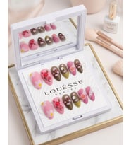 Louésse Cherry Bloom Takma Tırnak 12’li Çiçek Desenli Pembe Kahve Soft Nail