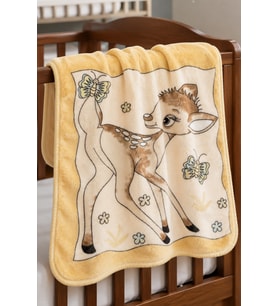 Unisex Kahve Sarı Ceylanlı Desenli Polar Battaniye 85*100 cm