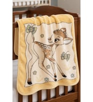 Unisex Kahve Sarı Ceylanlı Desenli Polar Battaniye 85*100 cm