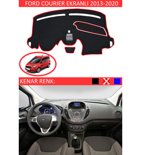 Ford Courier Ekranlı 2013-2020 İçin Uygun Torpido Koruma Halısı Siyah Kenar Renk Kırmızı
