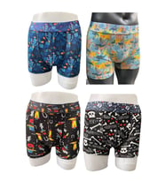Erkek Karışık Pamuklu Esnek 4'lü Boxer Paketi 2304 (Mavi)