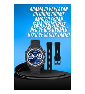 Mey İthalat® Akıllı Saat Çelik Kordonlu Amoled Ekran Android ve İOS Uyumlu Çağrı Cevaplayabilen