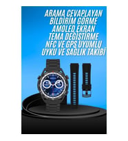 Mey İthalat® Akıllı Saat Çelik Kordonlu Amoled Ekran Android ve İOS Uyumlu Çağrı Cevaplayabilen