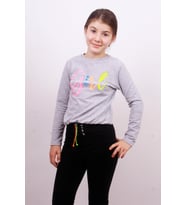 Toontoy Kız Çocuk Girl Baskılı Sweatshirt  ( Gri-Melanj)