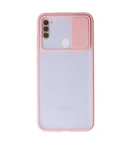 Samsung Galaxy A11 Kılıf Palm Buzlu Kamera Sürgülü Silikon - Pembe