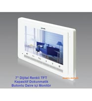 Pratik Kart 7" Dijital Renkli Tft Kapasitif Dokunmatik Butonlu Daire Içi Monitör