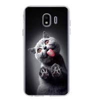 PrintiFy Samsung Galaxy J4 ile Uyumlu 1mm Slim Fit Kedi 2 050c Baskılı Şeffaf  Kılıf