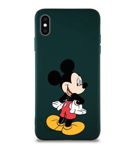 Apple iPhone XS Max Soft Premier Kapak Mickey Mouse-D Tasarımlı Silikon Kılıf - Yeşil (Şeffaf)