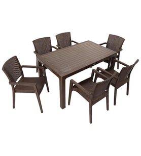 Mandella Elit Rattan 90x150 Zeus Koltuk Masa Takımı KAHVERENGİ