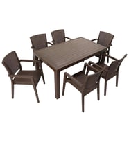 Mandella Elit Rattan 90x150 Zeus Koltuk Masa Takımı KAHVERENGİ