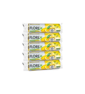 Florex 60 Litre Büzgülü Limon Kokulu Sarı Çöp Torbası Poşeti / 65 x 70 Cm. - 10 Adetlik 5 Rulo