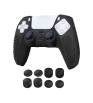 Cosmostech PS5 Controller Joystick Oyun Kolu Gamepad Uyumlu Silikon + 8'li Analog Koruyucu S (Siyah)